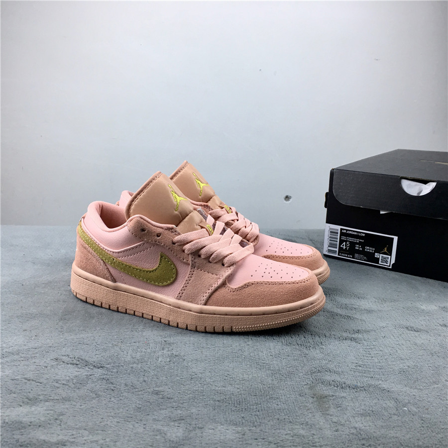 Women Air Jordan 1 Low Pink Brown Shoes